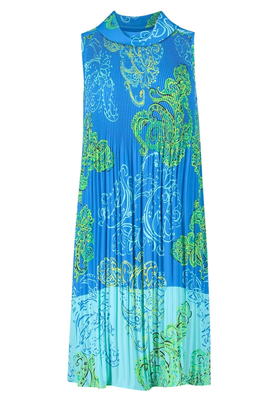 Betty Barclay Women's Pleated Dress Sleeveless, Green/Blue, 20