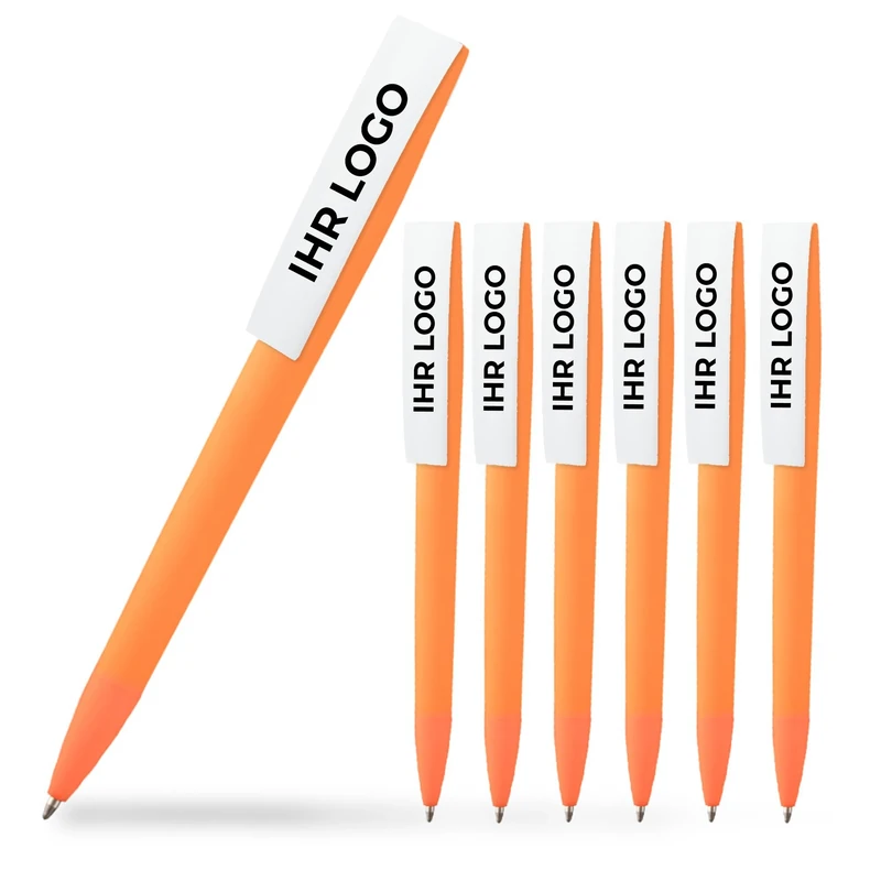 Cimpress Personalised Ballpoint Pens, Custom Printed with Logo or Image, Ideal for Events, Schools, or Corporate Use, Available in Sets of 25, 50, or 100 (25 Pack, Orange)