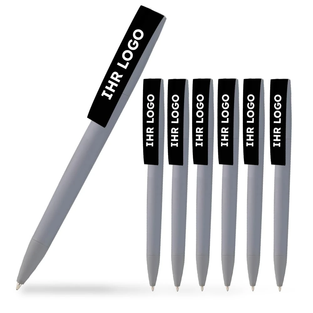 Cimpress Personalised Ballpoint Pens, Custom Printed with Logo or Image, Ideal for Events, Schools, or Corporate Use, Available in Sets of 25, 50, or 100 (25 Pack, Grey)