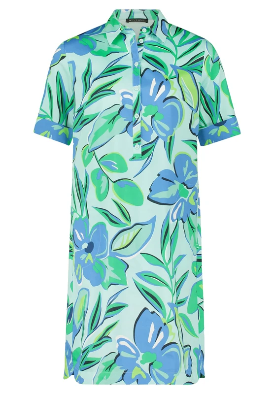 Betty Barclay Womens Printed Shirt Blouse Dress, Green/Blue, 18