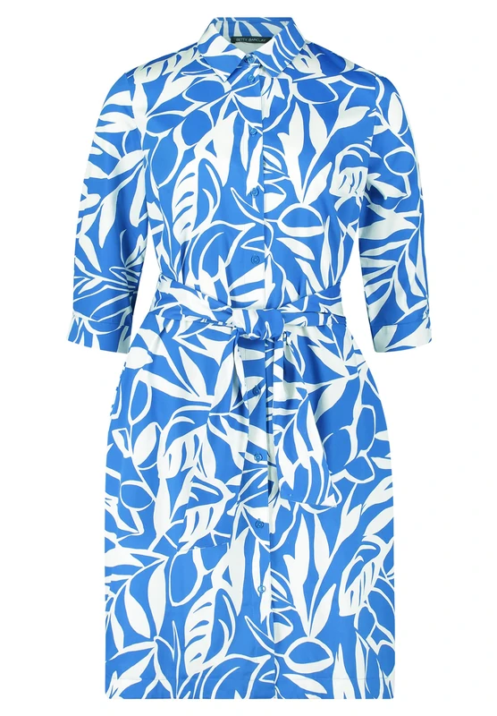 Betty Barclay Women's Button Down Shirt Blouse Dress, Blue/White, 20