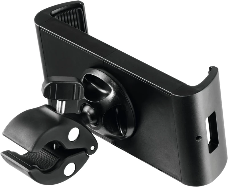 Durable Tough Tablet Stand with Clamp - iPad Stand for Clamping to Bars or Trolleys - For 7-13" Tablets and Kindles - Rotatable 360 - Black