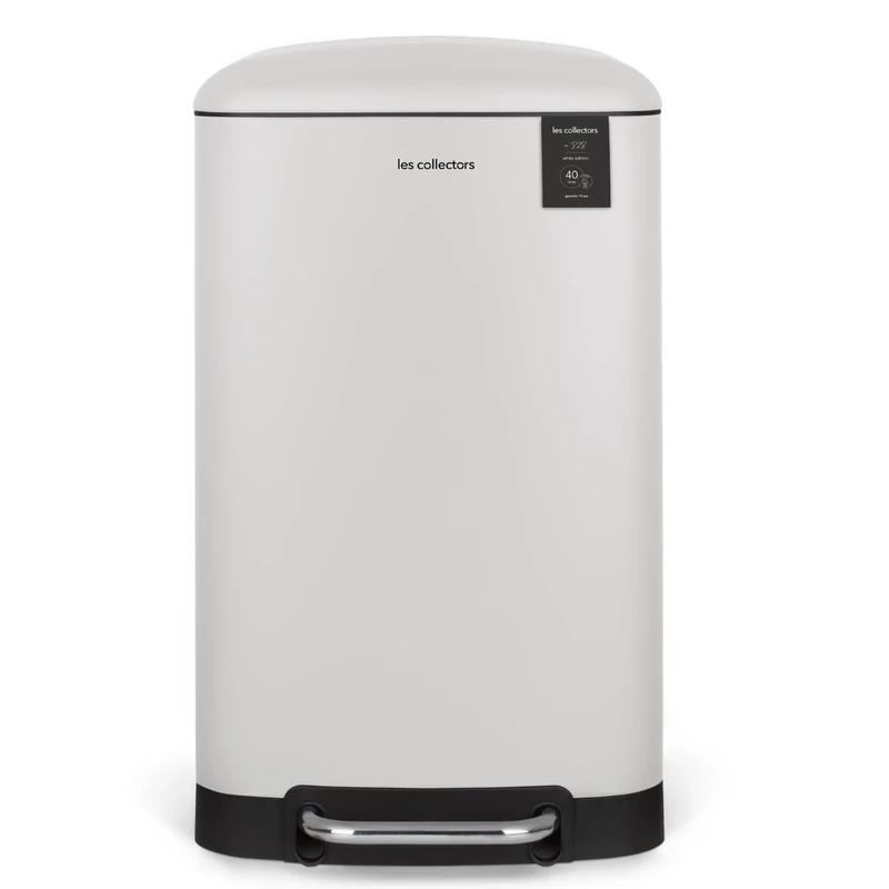 Les Collectors 40 Litre Capacity Stainless Steel Pedal Bin with Removable Inner Bucket, Stylish Design Matt Finish, Silent Lid, White