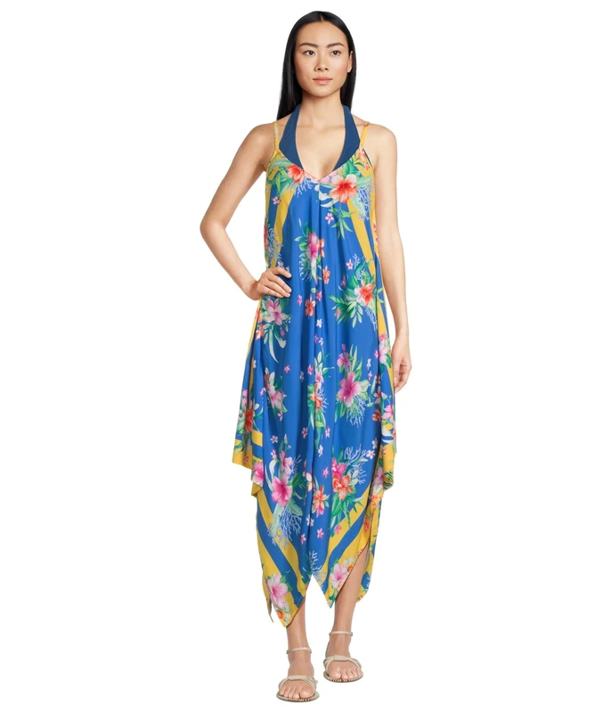 Tommy Bahama Women's Isola Vita Scarf Dress Swimwear Cover Up, Palace Blue, S-M - Image 1