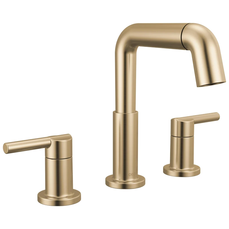 Delta Nicoli Brushed Gold Bathroom Faucet with Sprayer, 8 Inch 3 Hole Widespread Bathroom Sink Faucet with Pull Out Sprayer, Push-Pop Drain, Champagne Bronze 35849LF-CZPD