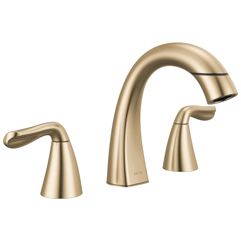 Delta Faucet Arvo Pull-Down Widespread Bathroom Faucet, Gold Bathroom Sink Faucet, Bathroom Faucet with Pull Out Sprayer, 3-Hole Bathroom Faucet, Champagne Bronze 35840LF-CZPD
