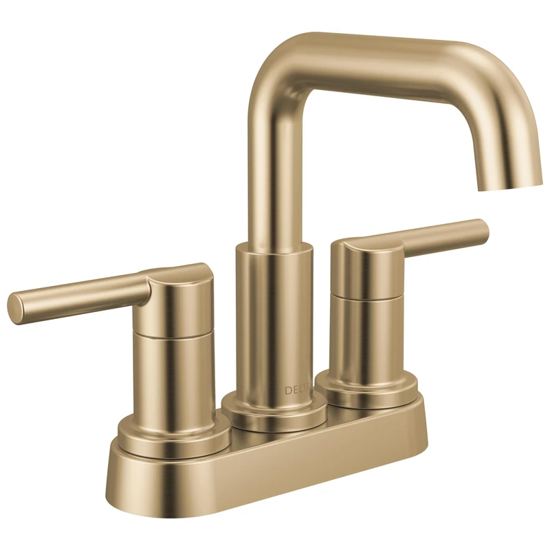 Delta Nicoli Centerset Bathroom Faucet, Champagne Bronze 2-Handle, 3-Hole, Contemporary Style, Brass Material, Soft Gold Finish