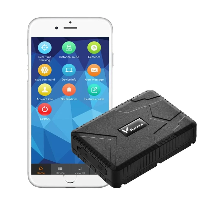 Winnes GPS Tracker with Large Capacity Battery Strong Magnetic Vehicle Tracker No-Subscription Plan with Multiple Positioning Real-time Tracking Instant Alerts Recording Historical Routes