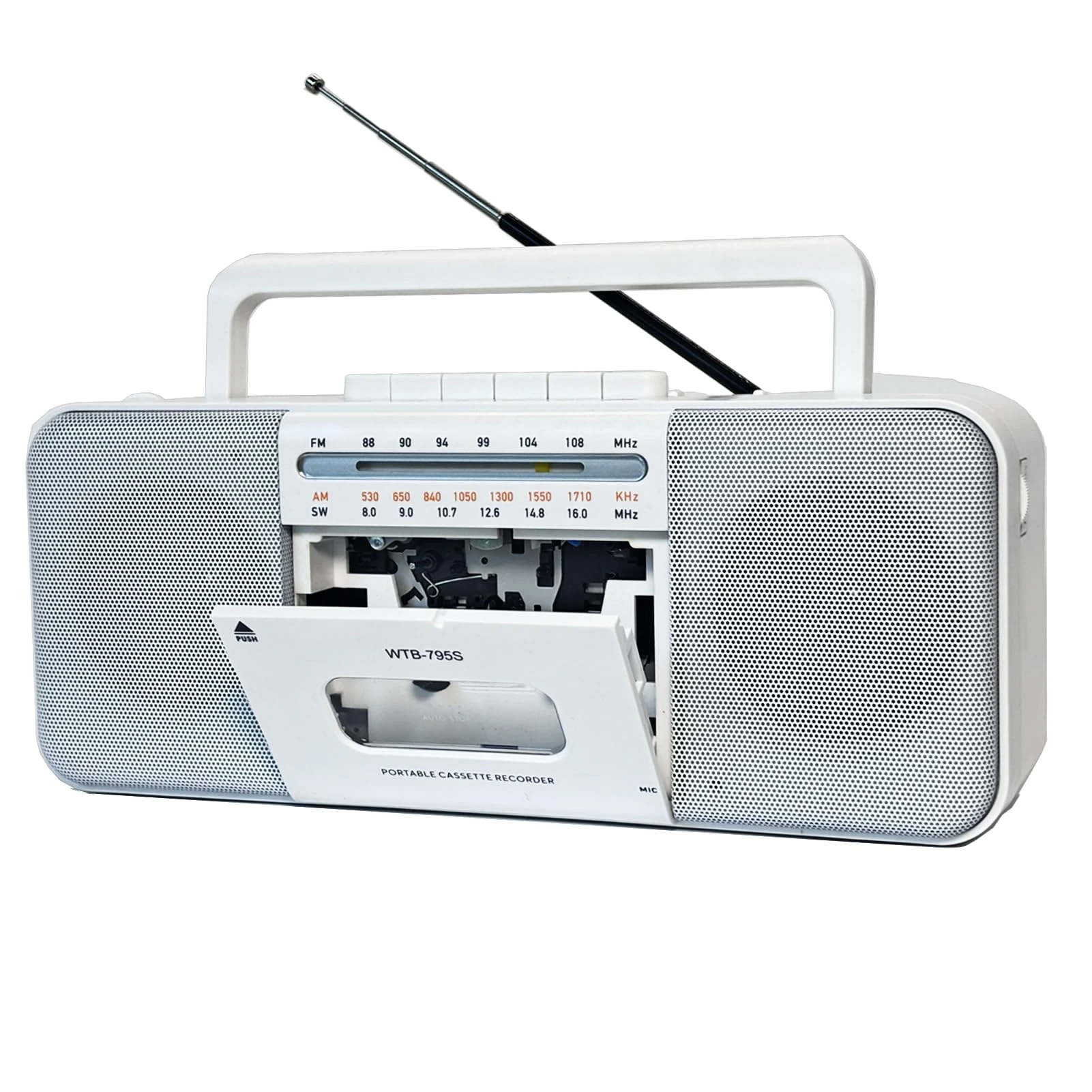Portable Cassette Player Recorder, AM/FM/SW Radio, Bluetooth, USB/SD, 10W Speaker, Record to Cassette/USB/SD, MP3 Converter, 3.5mm Jack, AC/DC Operated