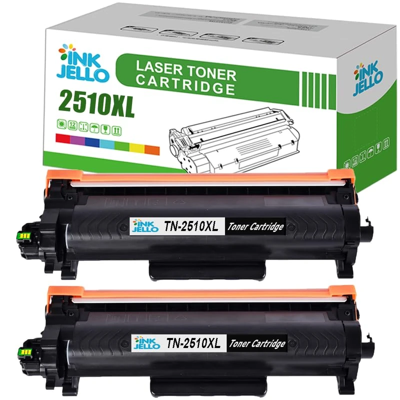 InkJello TN2510XL Toner Cartridge For Printer,Compatible With Brother DCP-L2620DW DCP-L2627DW DCP-L2660DW DCP-L2665DW HL-L2400DW HL-L2400DWE HL-L2445DW HL-L2447DW HL-L2865DW MFC-L2800DW Black (2 Pack)
