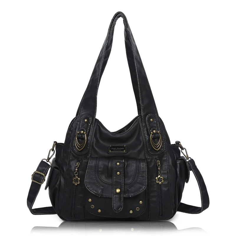 Angel Barcelo Hobo Bag for Women Crossbody Purse and Handbags Shoulder Bags, 801-black