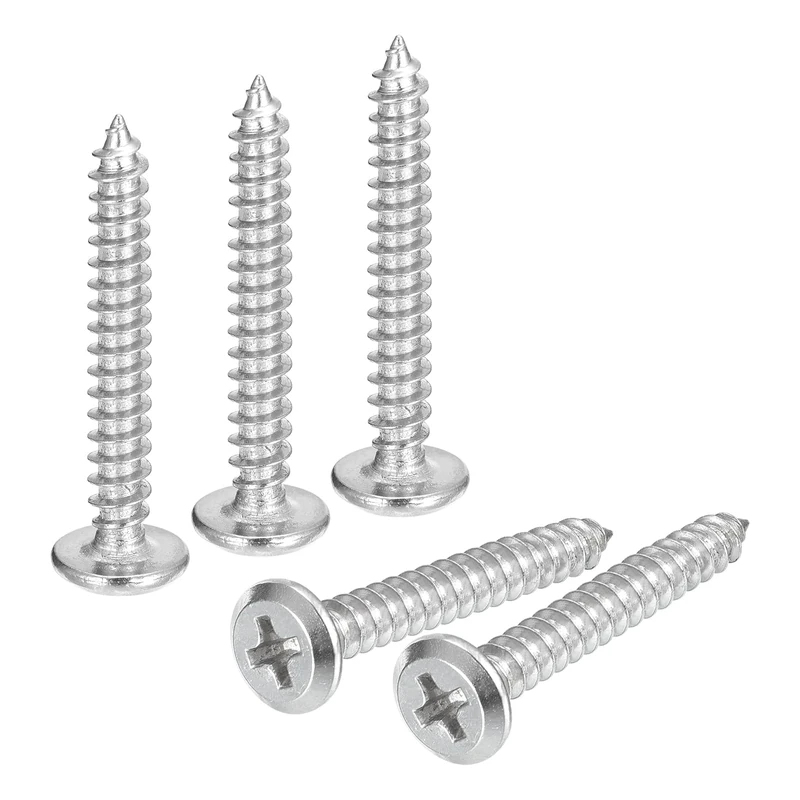 sourcing map M4x30mm Flat Head Phillips Drive Self Tapping Screws, 304 Stainless Steel Cross Drive Fastener Screws, Silver, Pack of 25