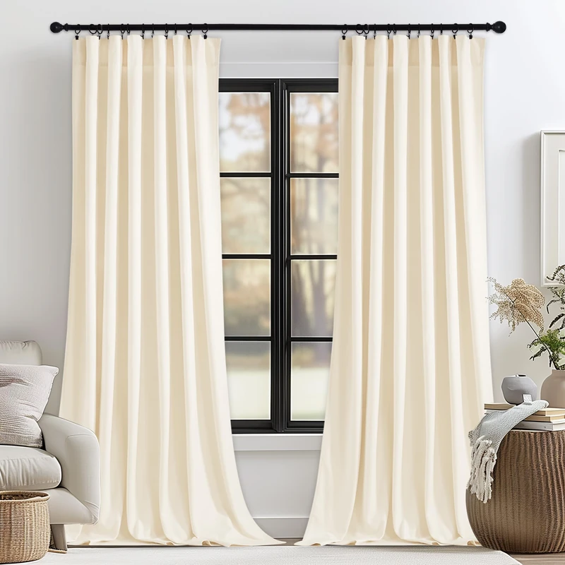 StangH Super Soft Velvet Curtains Ivory White Nursery Girls Bedroom Privacy Drapes Rod Pocket Light Dimming Sliding Door Curtains for Living Room/Office, W52 x L105, 2 Panels
