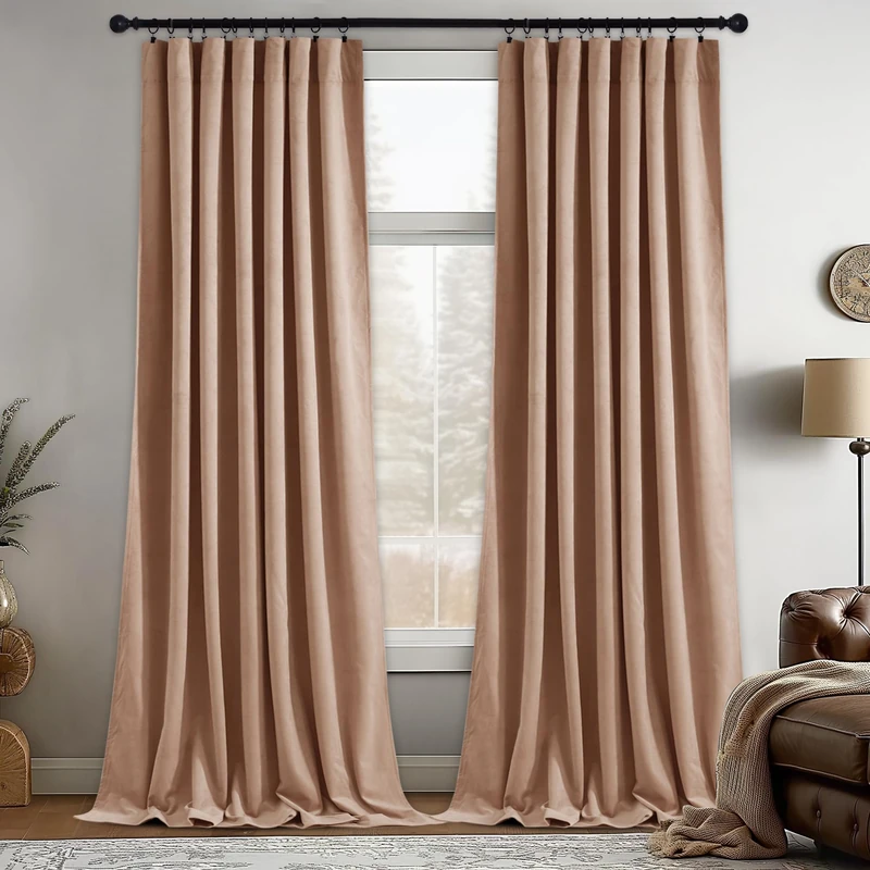StangH Elegant Blush Beige Curtains for Living Room, W52 x L105, 2 Panels