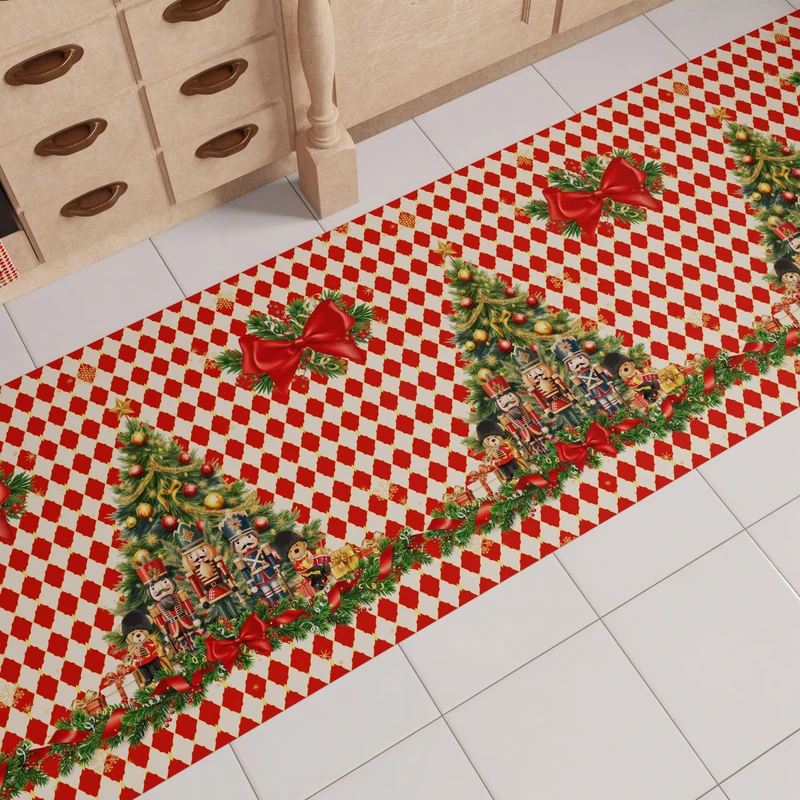 PETTI Artigiani Italiani - Christmas Kitchen Rug, Christmas Kitchen Runner, Non-Slip and Washable Christmas Kitchen Rug, 52x440 cm Red Nutcracker Christmas Rug, Made in Italy