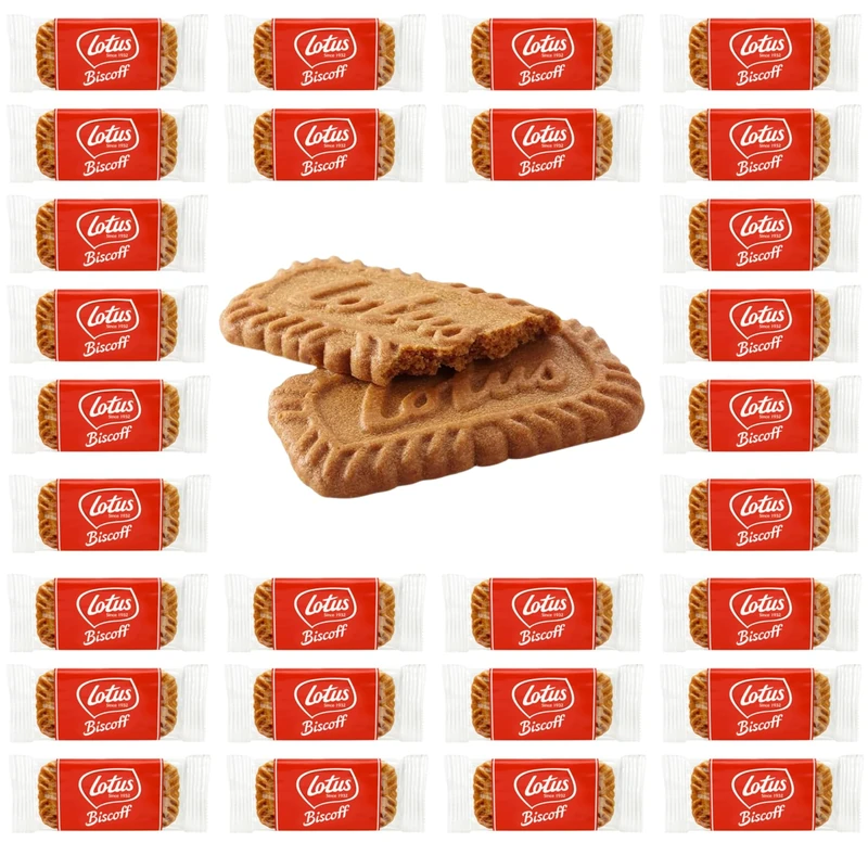 30 x Lotus Biscoff Caramelised Single Biscuits Individually Wrapped by Espresso Yourself – Vegan Biscuits Perfect for Coffee, Convenient Multipacks of Individual Wrapped Biscuits Packs