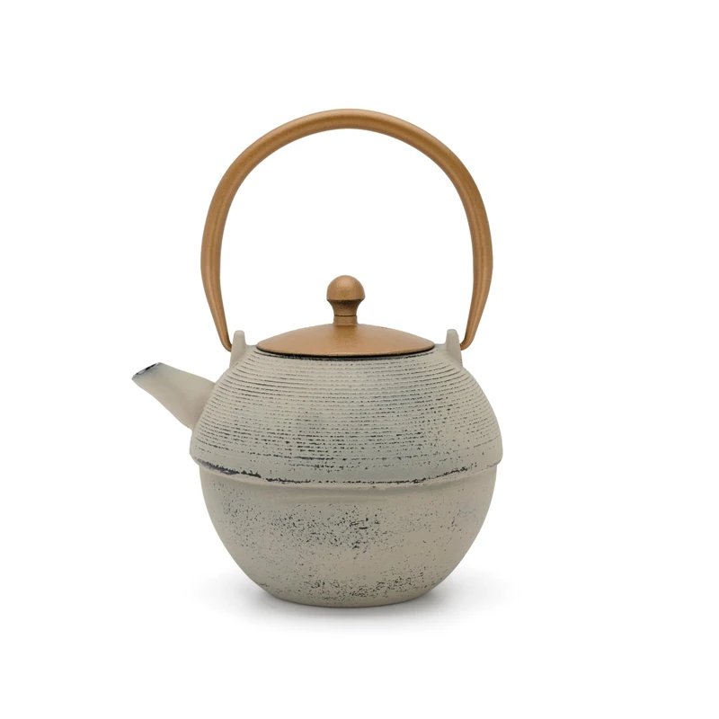 Bredemeijer Large Cast Teapot 1.2 Litre Induction – Grey Asian Cast Jug with Handle & Stainless Steel Tea Filter Strainer Insert – Ideal for Loose Teas