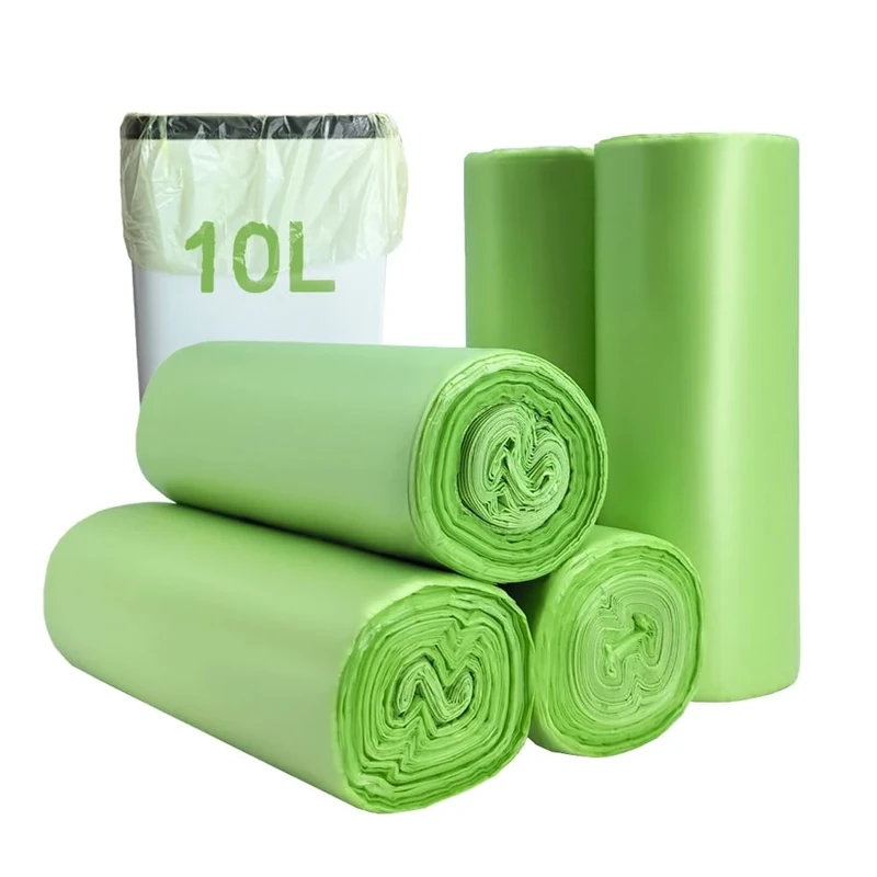JCKCWL Small Biodegradable Bin Liners 100PCS, 10L Food Waste Bags Trash Bags, Compostable Compost Caddy Liners, Recycling Rubbish Garbage Bags for Kitchen Office, Green, 45 x 50cm