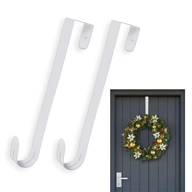 Wreath Hanger for Front Door 12.5" x 2.5cm Wide pk2 – Metal Door Wreath Hanger, Elegant & Sturdy Design Wreath Hook for Front Door, Wreath Door Hanger for Christmas & Wedding Party