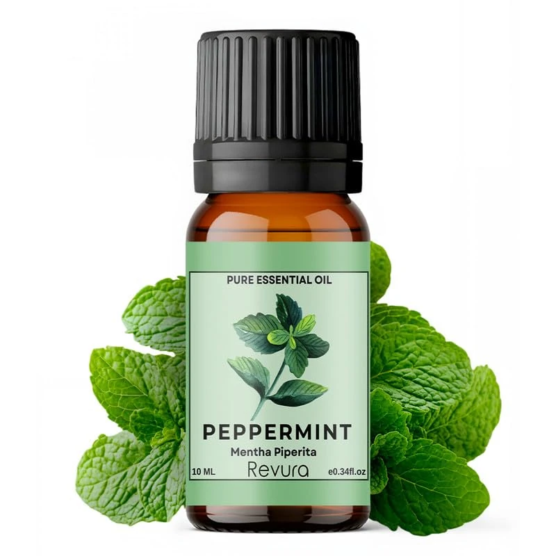 Revura Peppermint Essential Oil 10ml | Natural Repellent for Spiders, Mice & Insects | Headache Relief, Hair & Skin Care | Cruelty-Free, Vegan, UK Made | Great for Bath, Diffuser & Candles