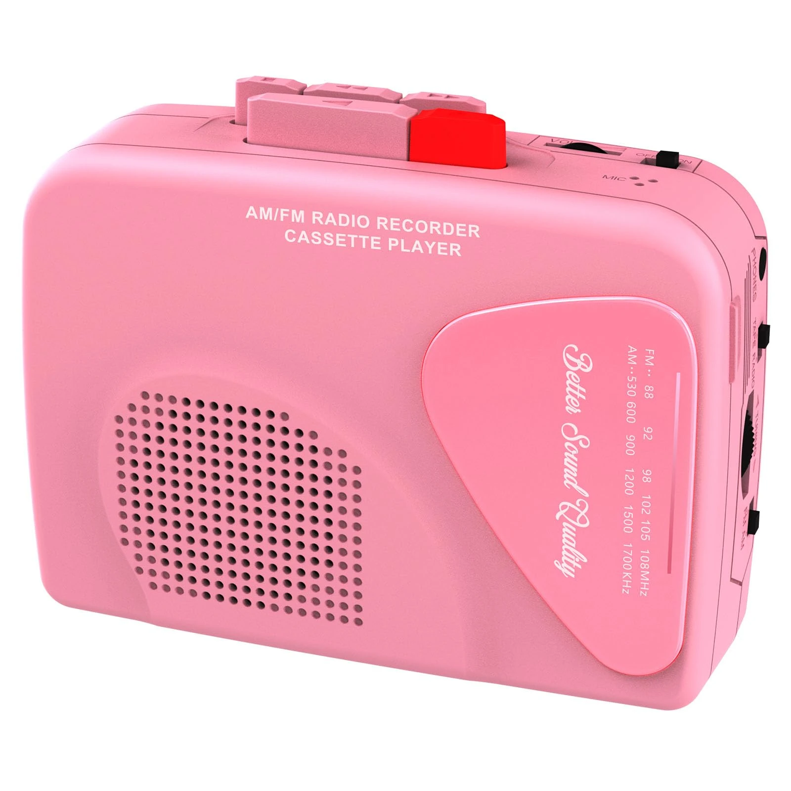 Cassette Player Tape Recorders AM/FM Radio, Portable Walkmaner with Built-in Speakers Voice Activated Recording Systems– T201 (Pink)