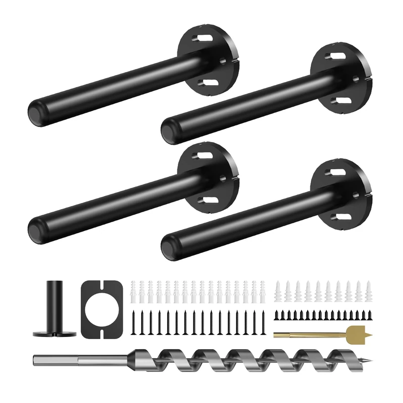 4pcs Wall Shelf Brackets Heavy Duty Floating Shelf Bracket Hidden,Invisible Black Shelving Brackets Decorative Floating Shelf Hardware Heavy Duty,Metal Shelf Support Bracket (6 inch-4pcs)