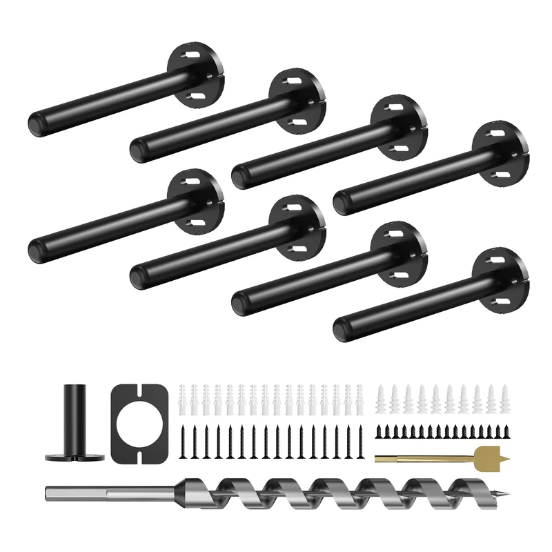 8pcs Wall Shelf Brackets Heavy Duty Floating Shelf Bracket Hidden,Invisible Black Shelving Brackets Decorative Floating Shelf Hardware Heavy Duty,Metal Shelf Support Bracket (6 inch-8pcs)