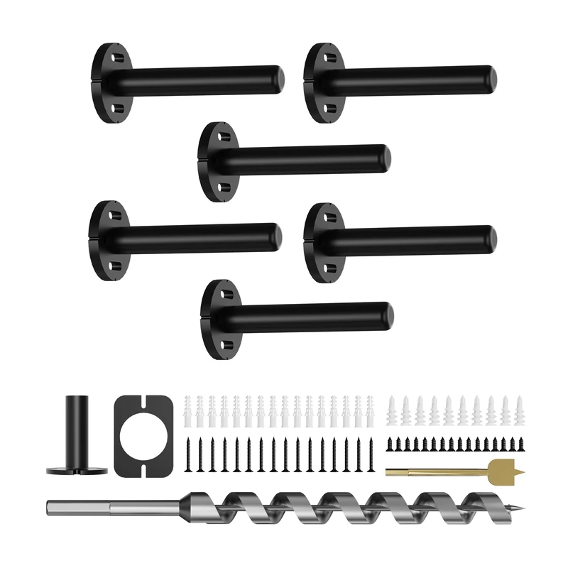 6pcs Wall Shelf Brackets Heavy Duty Floating Shelf Bracket Hidden,Invisible Black Shelving Brackets Decorative Floating Shelf Hardware Heavy Duty,Metal Shelf Support Bracket (4 inch-6pcs)