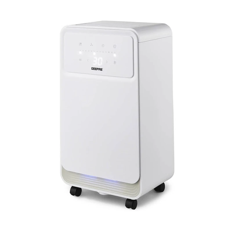 Geepas 12L/Day Dehumidifier – Portable Moisture Remover with Digital Display, 24H Timer, Continuous Drainage, Laundry Drying & Quiet Sleep Mode – Ideal for Damp, Condensation & Drying Clothes