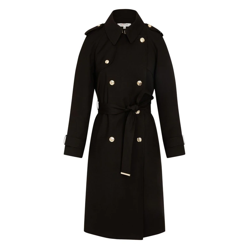 Morgan Women's 242-gtrench1 Trench Coat, Black, 10