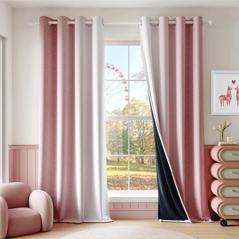 Geomoroccan Ombre 100% Blackout Curtains 96 Inch Length 2 Panels for Bedroom Living Room Pink White Gradient Room Darkening Thermal Insulated Grommet Window Treatment Drapes,52x96, 2 Set