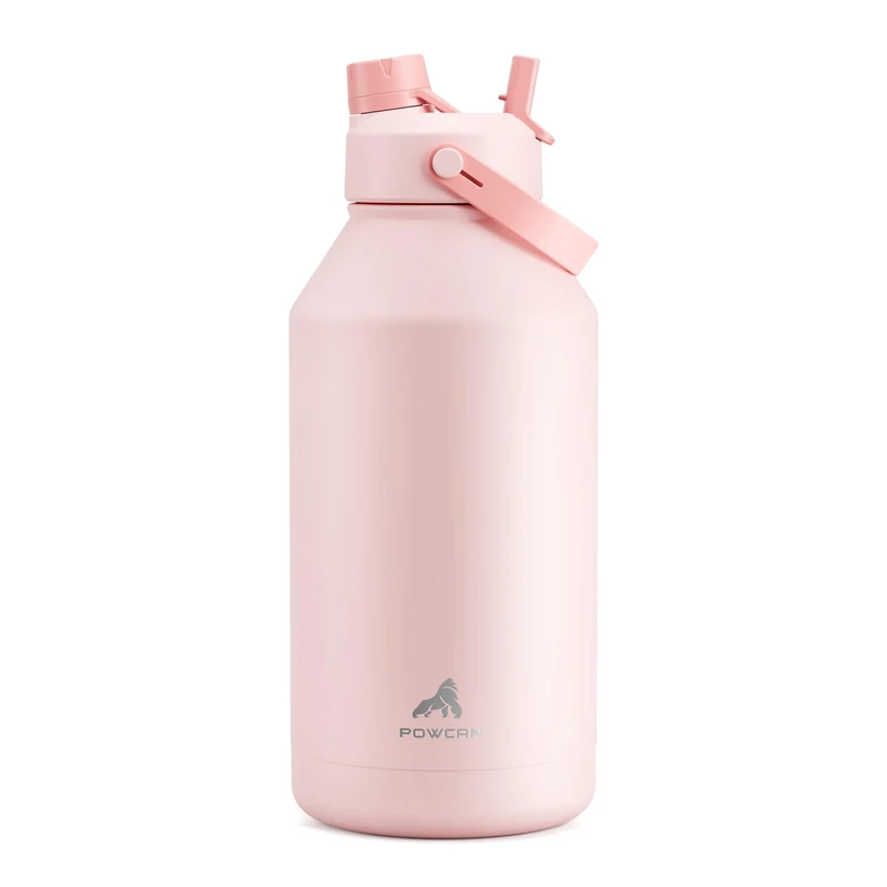 POWCAN 64 oz Insulated Water Bottle with 2-in-1 Straw and Spout Lid, Keep Cold 24H, Leak-Proof, BPA-Free, Double Wall Stainless Steel Water Bottle for Sports, Gym, Travel, and School (Cotton Candy) - Image 1