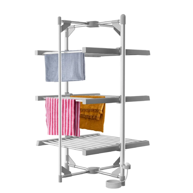 Vivo Technologies 3-Tier Heated Clothes Airer,36 Rails Clothes Drying Rack,150cm Heated Airer, Indoor Foldable Heated Shelves Dry Laundry,300W Efficient Drying Horse Rack 21M Drying Space