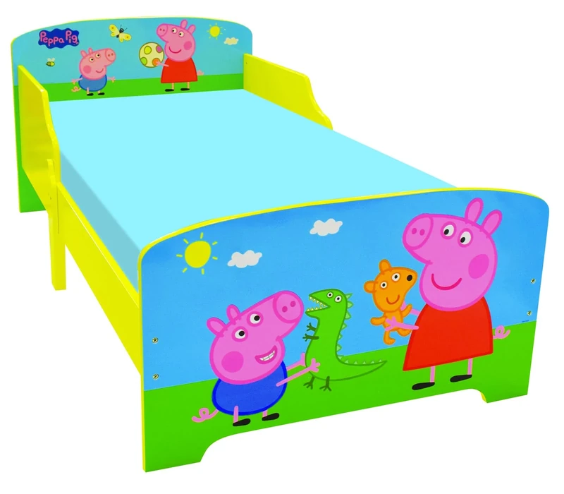 Peppa Pig Toddler Bed with safe guardrails, for boys and girls
