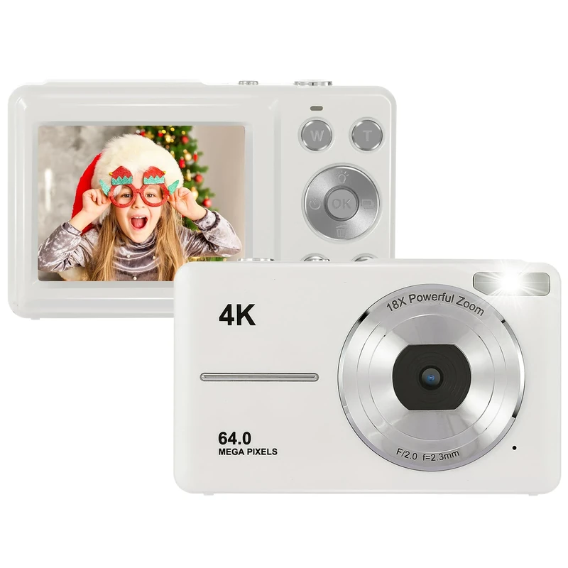 Andoer 4K Digital Camera 64MP Digital Video Camera 2.4 Inch Screen 18X Digital Zoom Birthday for Teens Students Friends