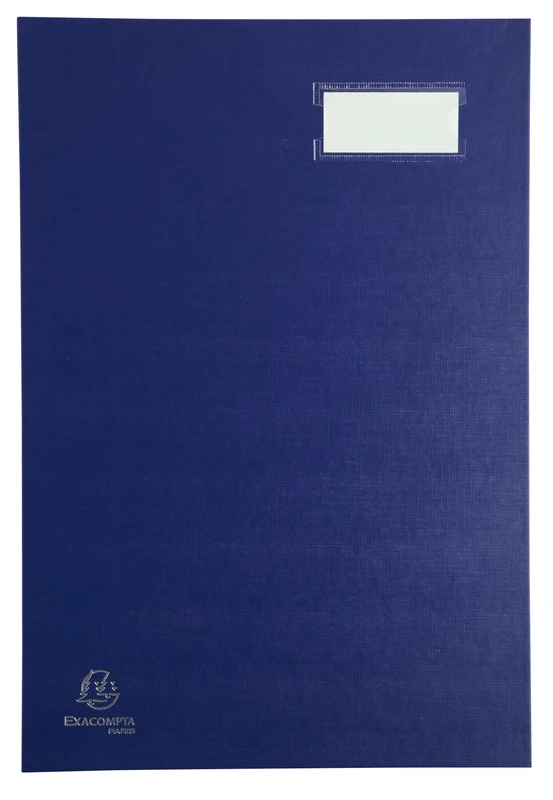 Exacompta - Ref. 57022E - Box of 8 Steering Initials - Back with Gusset Canvas - Label Holder - Laminated Cover - 20 compartments in Pink Card with 3 Perforations - 24x35 cm - Blue