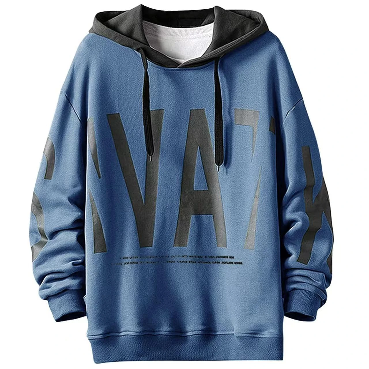 Men's Hoodie Hooded Pullover Outdoor Sweatshirt Top Blouse Streetwear Urban Jumper Casual Print Hoody Autumn Winter(A Blue,4XL)
