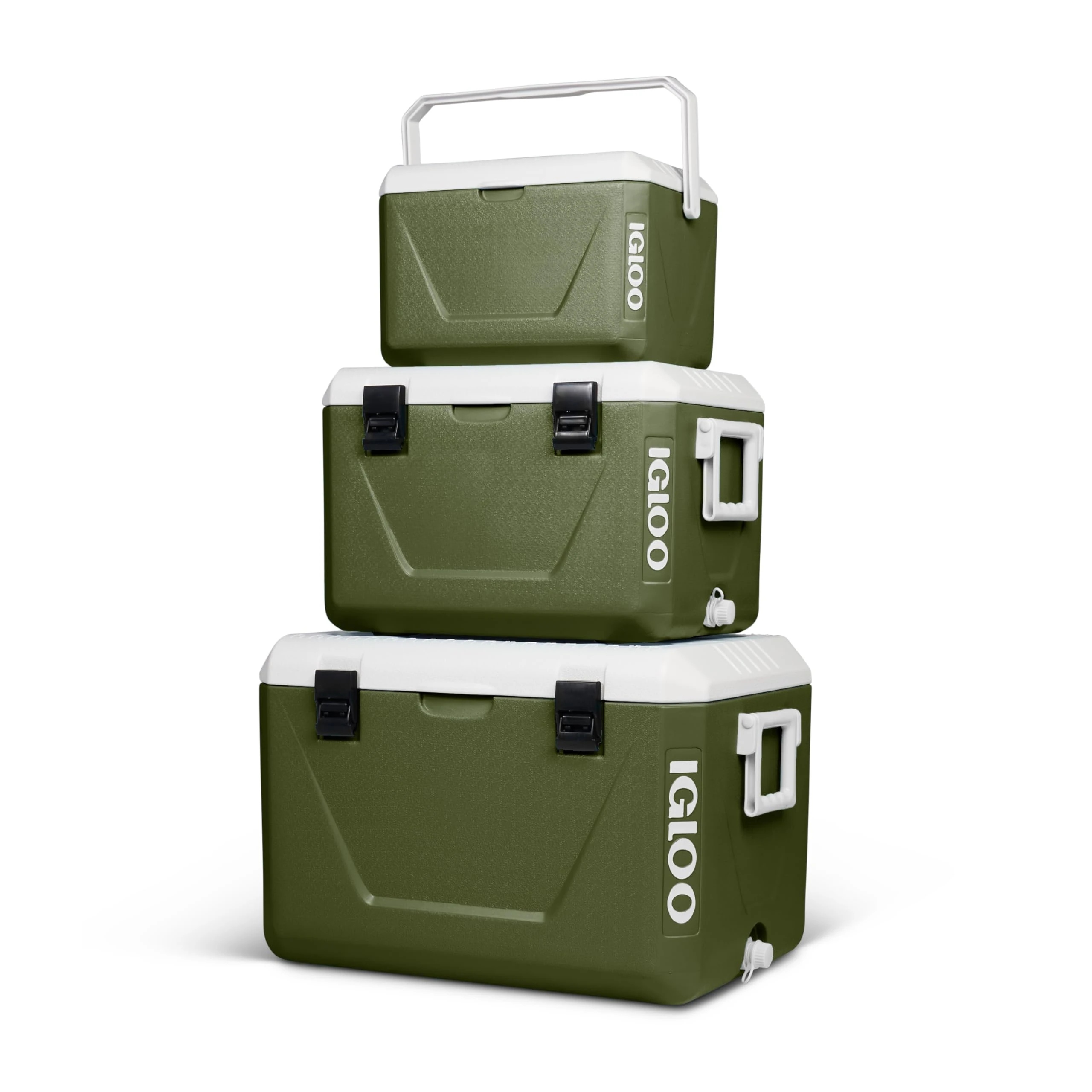 IGLOO Stackable Passive Cool Boxes 55, 27 and 11 Litre Set, Green