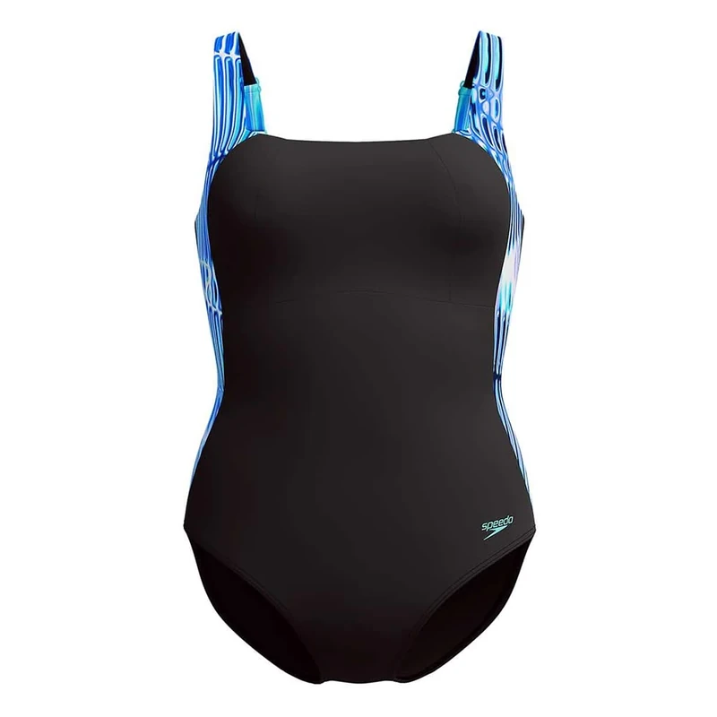 Speedo Women's Shaping Lunalustre Printed One Piece Swimsuit | Shapewear | Beach and Holiday Swimwear Swimwear, Indigo Glow, 40
