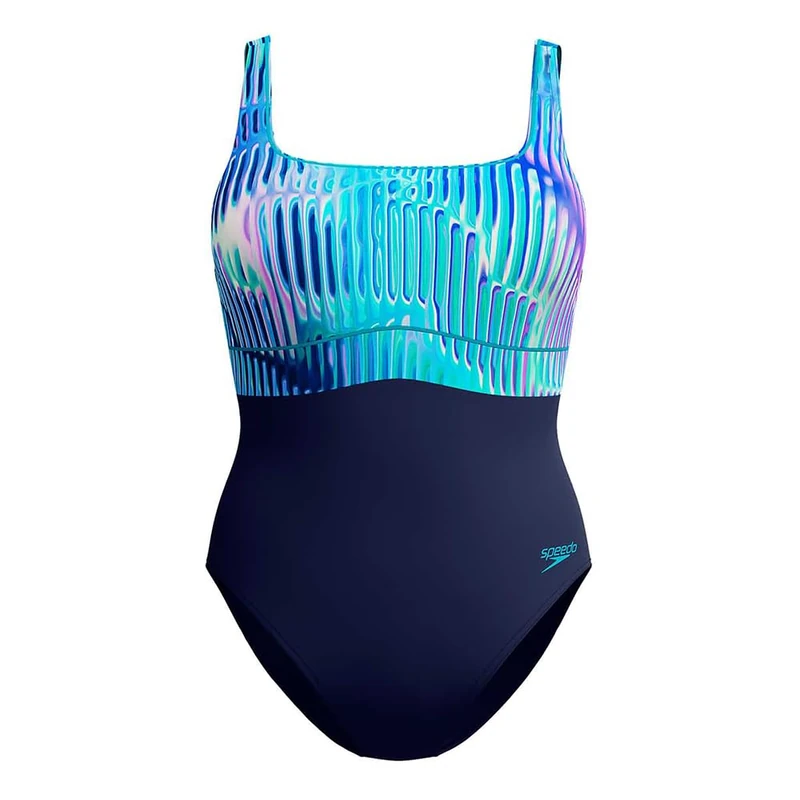 Speedo Women's Shaping Contour Eclipse Printed One Piece Swimsuit | Shapewear | Beach and Holiday Swimwear Swimwear, Turquoise Gem, 42