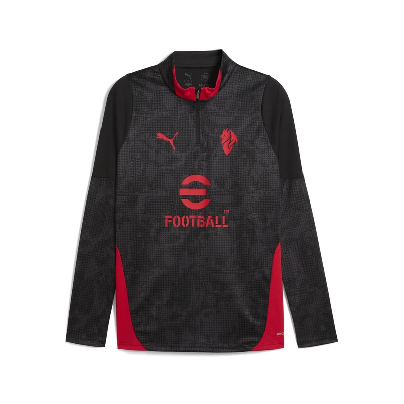 A.C. Milan - Training Jersey with 1/4 Zip - Official Product - Adult Black - Image 1