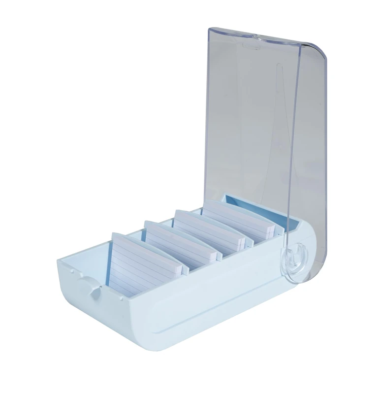 Exacompta - Ref. 5336223D - Box of 8 Learning Boxes BUNNYBOX A8 Watercolour - Dimensions 19.5x10x6 cm - Colour Pastel Blue/Crystal - Capacity up to 650 Cards in A8 Format