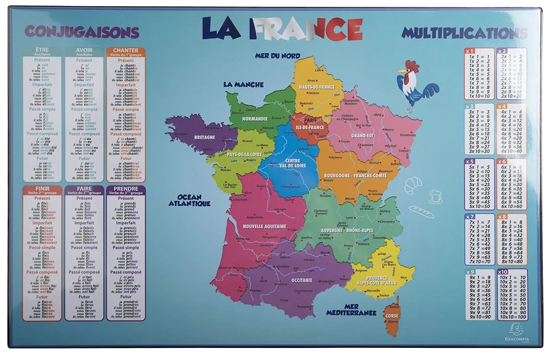 Exacompta - Ref. 29791E - Box of 10 Desk Pads for Children in Rigid Cardboard Backboard - Front and Back in PVC to Withstand Daily use - 37.5 x 57.5 cm - France Visual - Delivered Flat Packed