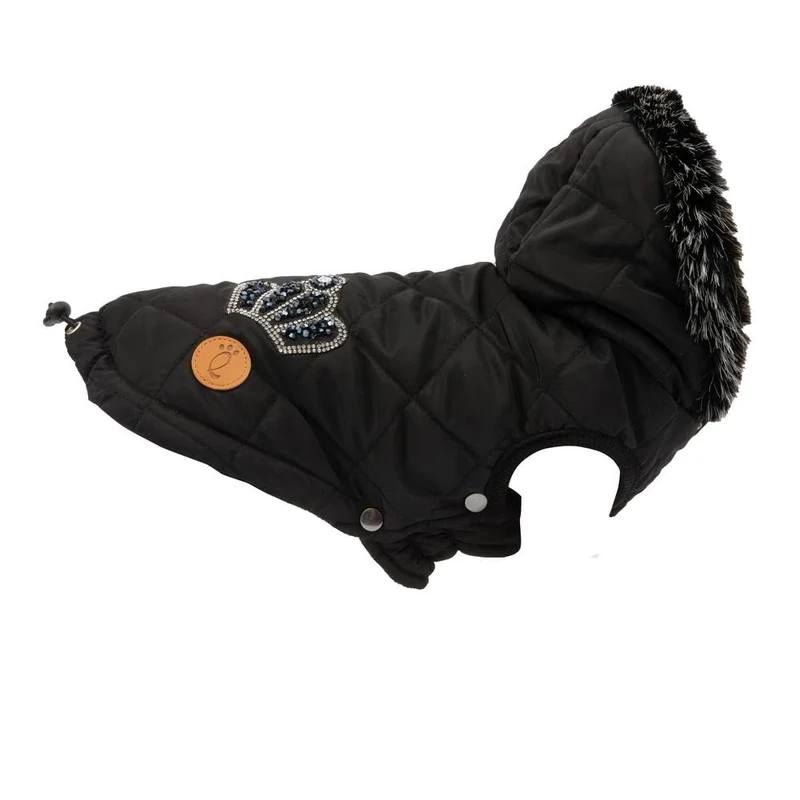 Preziosi Pet - Warm Padded Jacket for Dogs, Comfort Jacket Size Small Medium 35 cm, Adjustable Clip Closure, Removable Hood and Hole for Leash. Equipped with Button Stopper Hood