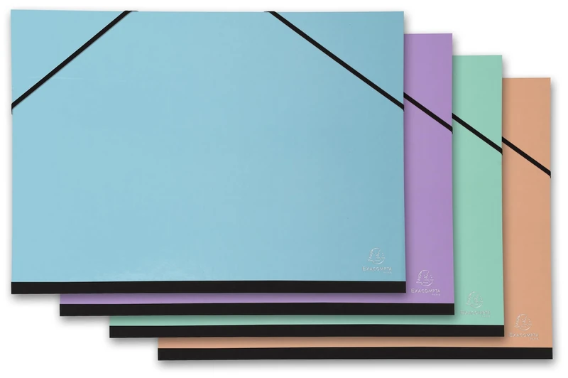 Exacompta - Ref 25680E - 10 Watercolour Drawing Boxes - with Elastic Bands - Black Paper Interior - Canvas Back - Dimensions 32 x 45 cm - File Format A3 (297 x 420 mm) - Assorted Colours