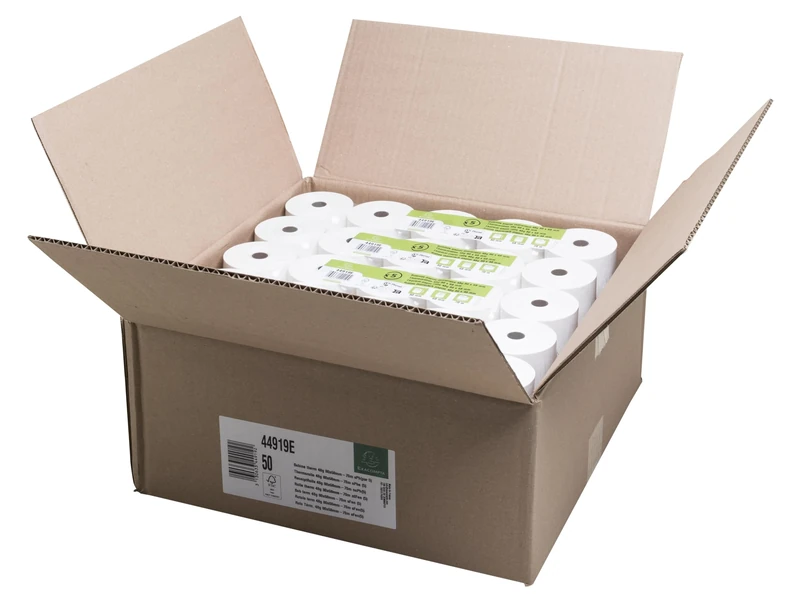 Exacompta - Ref 44919E - Box of 50 Rolls for Receipts 80x68mm - 70m - 1 Thermal ply 48g/m2 Phenol Free - White