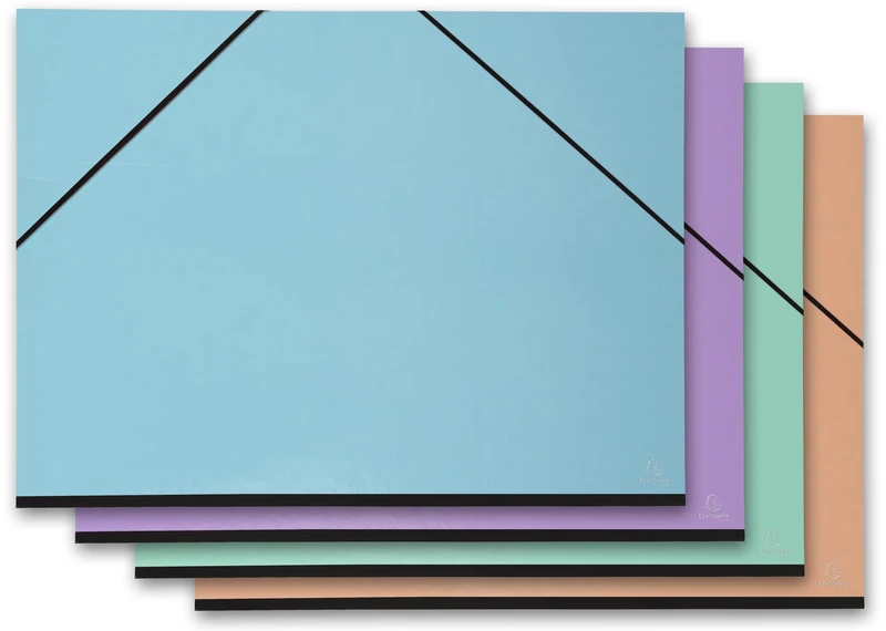 Exacompta - Ref 25690E - 5 Watercolour Drawing Boxes - with Elastic Bands - Black Paper Interior - Canvas Back - Dimensions 52 x 72 cm - Format to File Grape (500 x 650 mm) - Assorted Colours