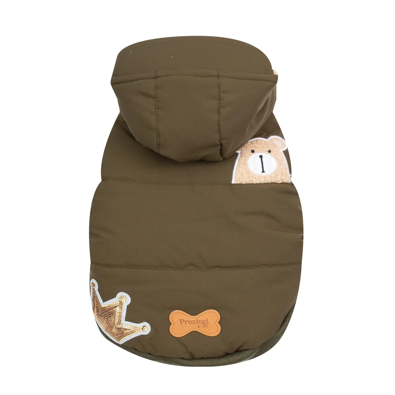 Preziosi Pet - Warm Padded Jacket for Dogs, Comfort Jacket Size Small 25 cm, Adjustable Clip Closure, Removable Hood and Hole for Leash. Equipped with Button Stopper Hood