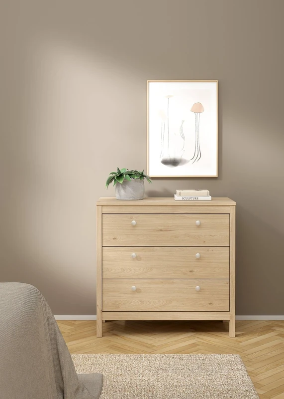 Dmora - Joceline Chest of Drawers, Settimino Multipurpose Bedroom/Dresser with Drawers, 82 x 38 x H 80 cm, Oak