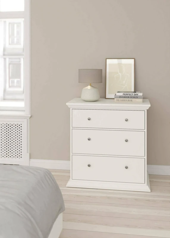 Dmora Lorraine Chest of Drawers, Settimino Multipurpose Bedroom/Dresser with Drawers, 86 x 52 x H 88 cm, White